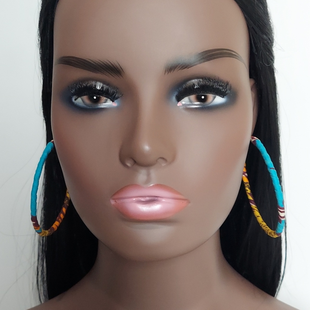 African Print dashiki handmade hoop Earrings